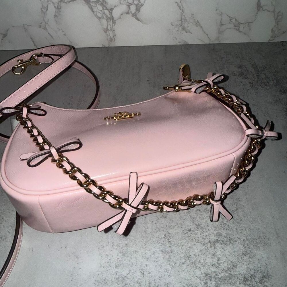 Coach Pink Teri Mini Crossbody Bag With Bows - Picture 6 of 8